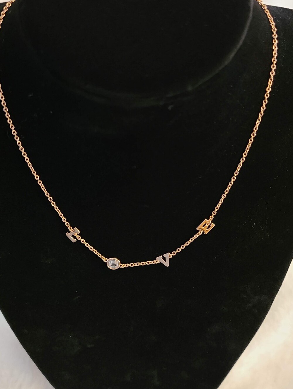 *Pura Vida* Rose Gold-Tone "LOVE" Letter Necklace with Central Crystal Accent